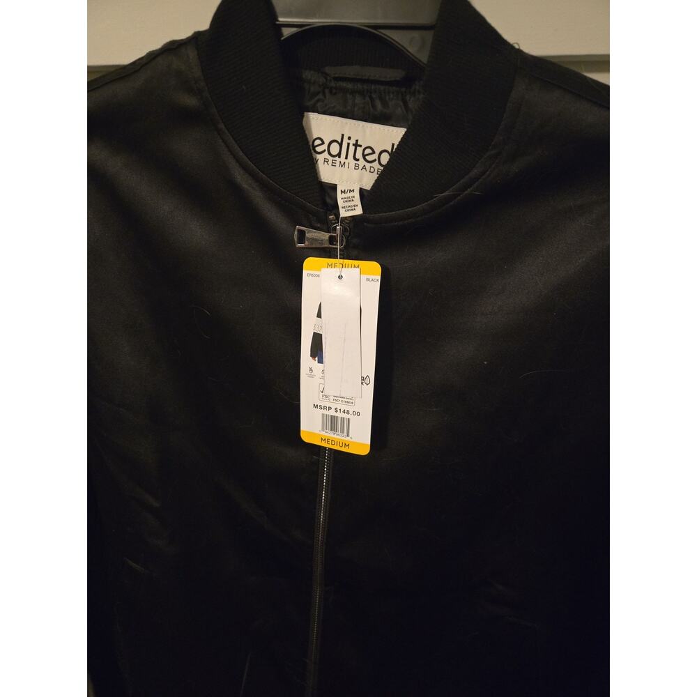 EDITED x Remi Bader Black Satin Bomber Jacket New with Tags Multiple All Sizes - Picture 2 of 2